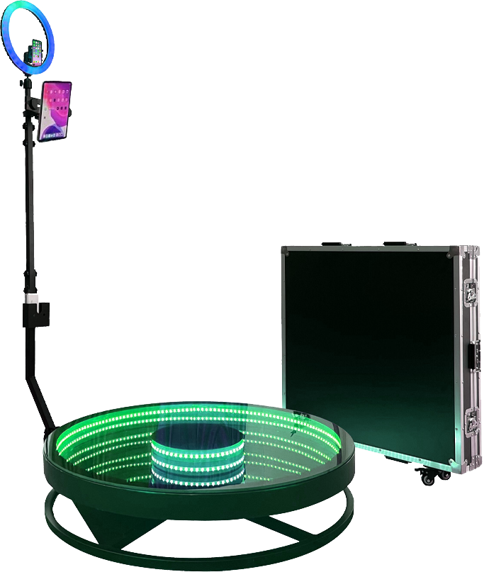 360 photo booth with flight case 0001 glass led photo 360 booth w flight case - Photo Booth Rental | My Photo Booth Memory - Cheap $335 -