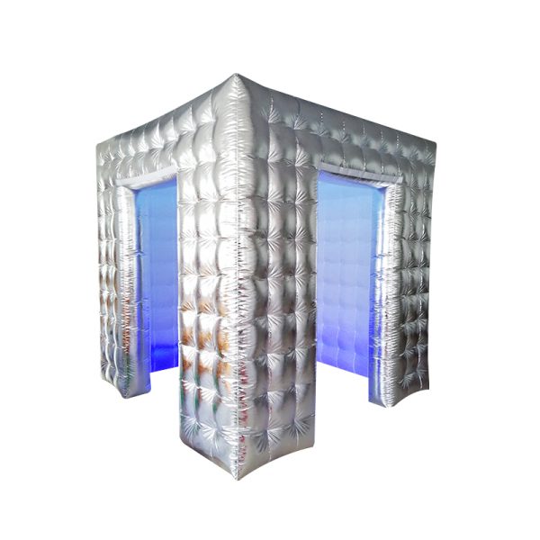 Silver LED Inflatable Photo Booth Enclosure Backdrop