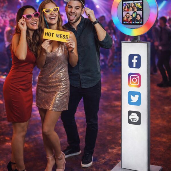 IPad Photo Booth with LED Logo Display & Professional Ring Light