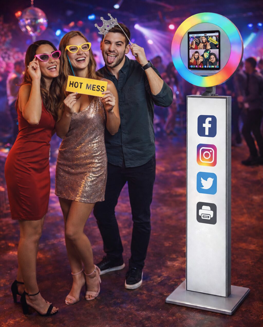 IPad Photo Booth with LED Logo Display & Professional Ring Light