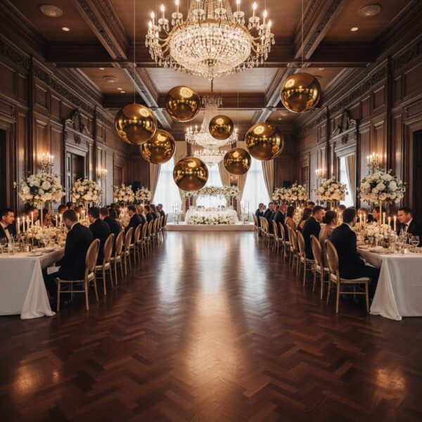 Set of 3 Luxury Gold Inflatable Mirror Balls for Weddings, Photo Booth Backdrops & Event Decor