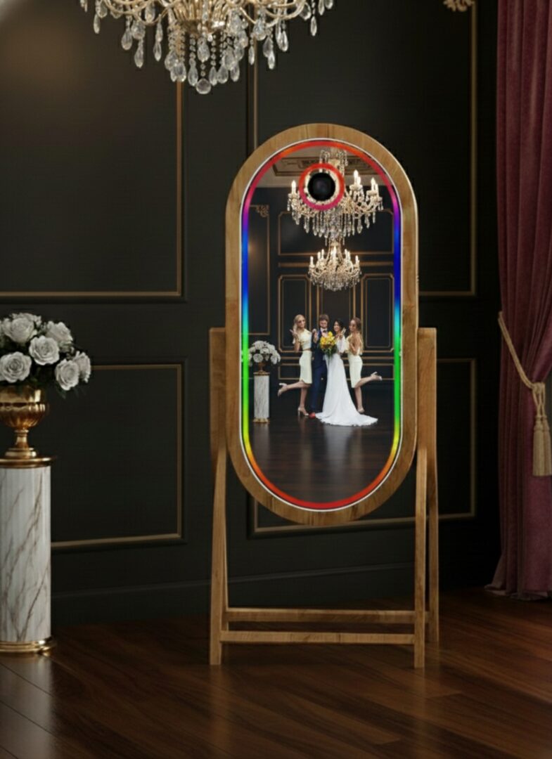 Complete Wooden Magic Mirror Photo Booth Package – Instant Print Digital Mirror Booth with Canon Camera, Printer, Touch Screen & Flight Case - Image 7