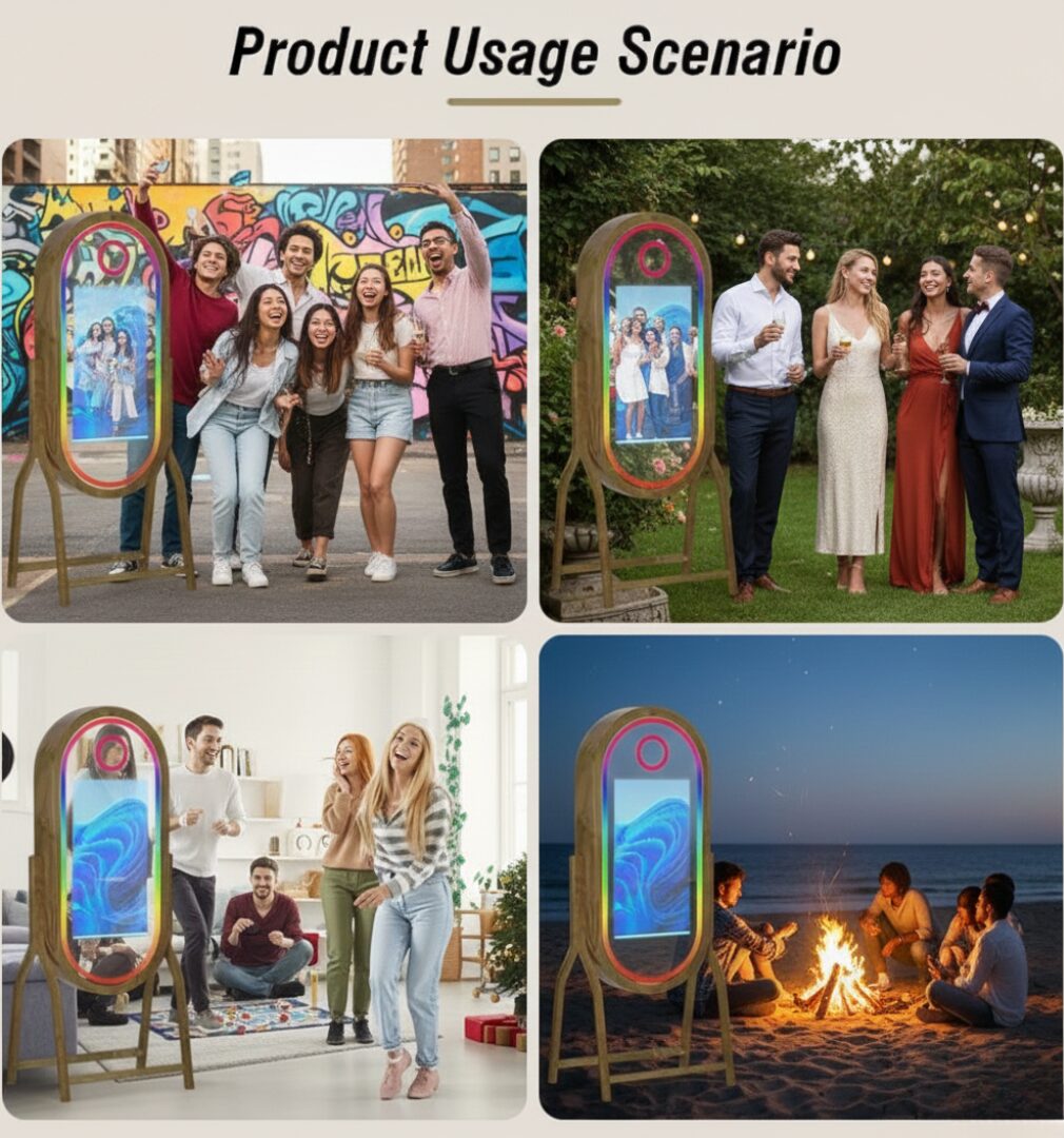 Complete Wooden Magic Mirror Photo Booth Package – Instant Print Digital Mirror Booth with Canon Camera, Printer, Touch Screen & Flight Case - Image 8