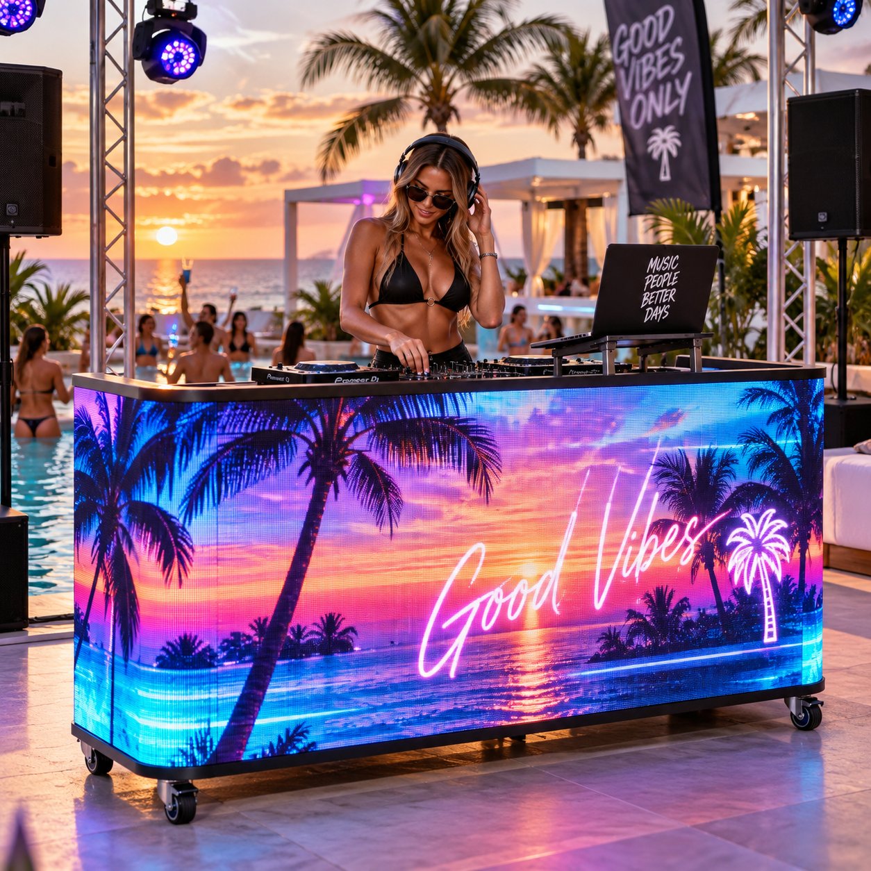 LED DJ Booth VPL-DJ at a sunset event